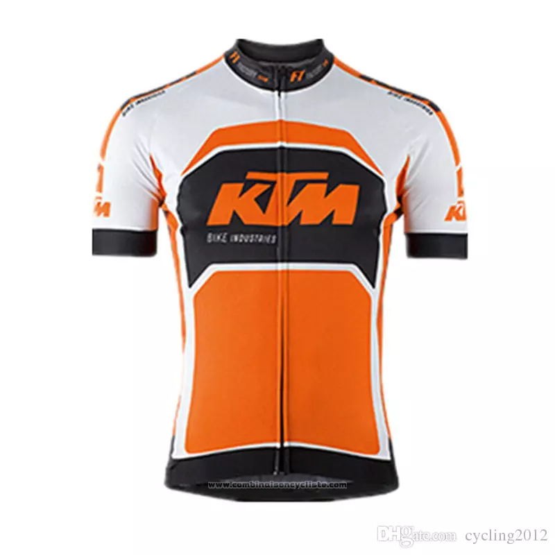 2018 Maillot Cyclisme Ktm Blanc Orange Manches Courtes et Cuissard
