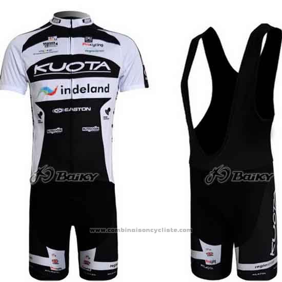 2010 Maillot Cyclisme Kuota Noir et Blanc Manches Courtes et Cuissard