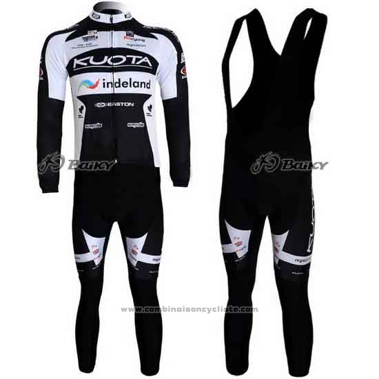 2010 Maillot Cyclisme Kuota Noir et Blanc Manches Longues et Cuissard