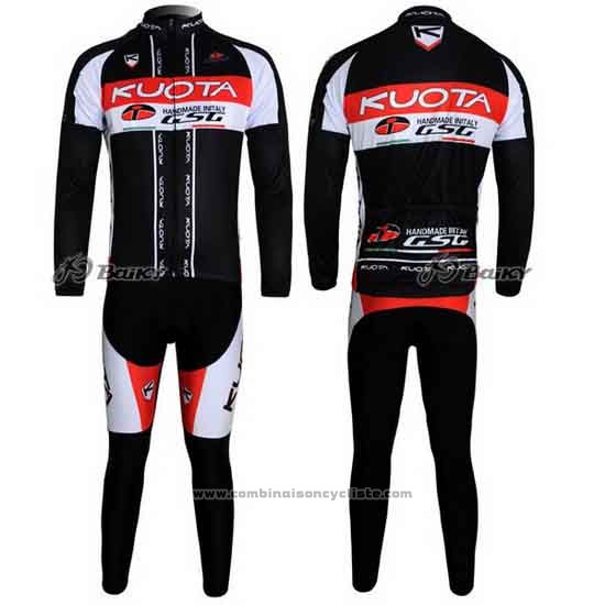 2011 Maillot Cyclisme Kuota Noir et Blanc Manches Longues et Cuissard