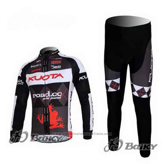 2011 Maillot Cyclisme Kuota Noir et Gris Manches Longues et Cuissard