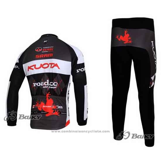 2011 Maillot Cyclisme Kuota Noir et Gris Manches Longues et Cuissard