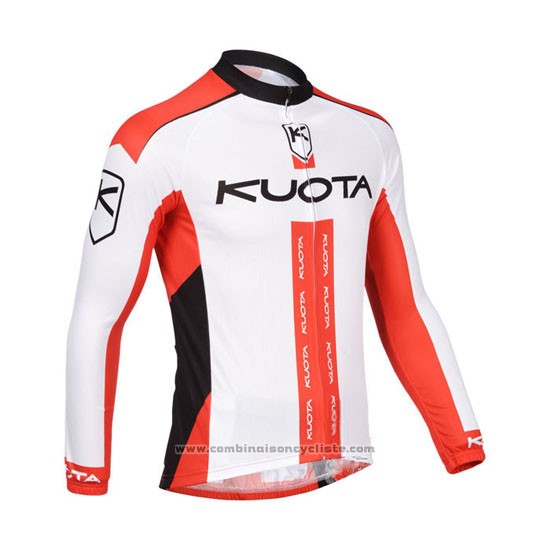 2013 Maillot Cyclisme Kuota Blanc et Rouge Manches Longues et Cuissard