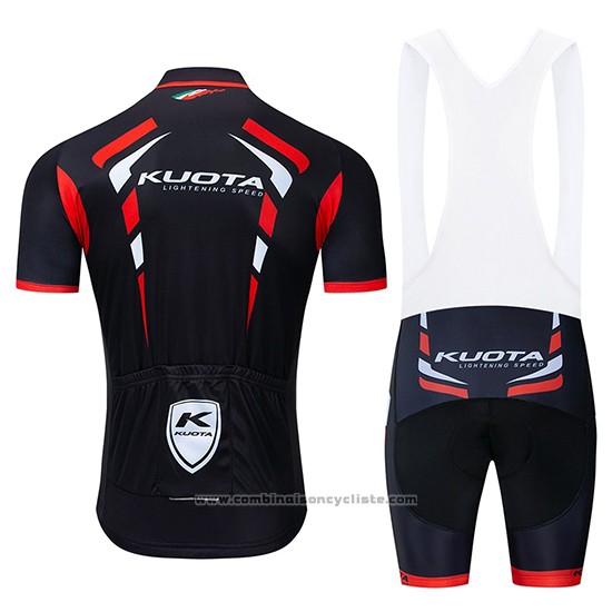2019 Maillot Cyclisme Kuota Noir Rouge Manches Courtes et Cuissard
