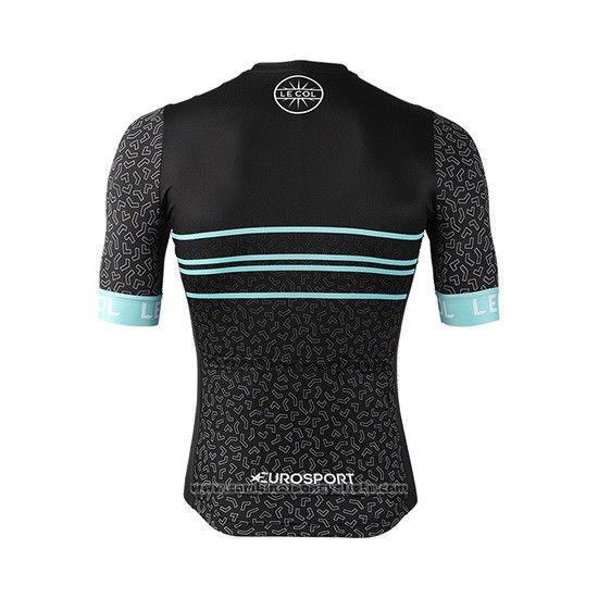 2019 Maillot Cyclisme Eurosport Lecol Noir Mint Manches Courtes et Cuissard