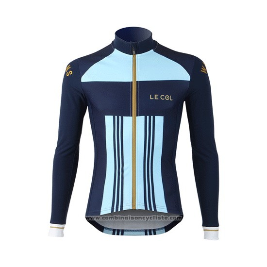 2019 Maillot Cyclisme Lecol Azur Bleu Manches Longues et Cuissard