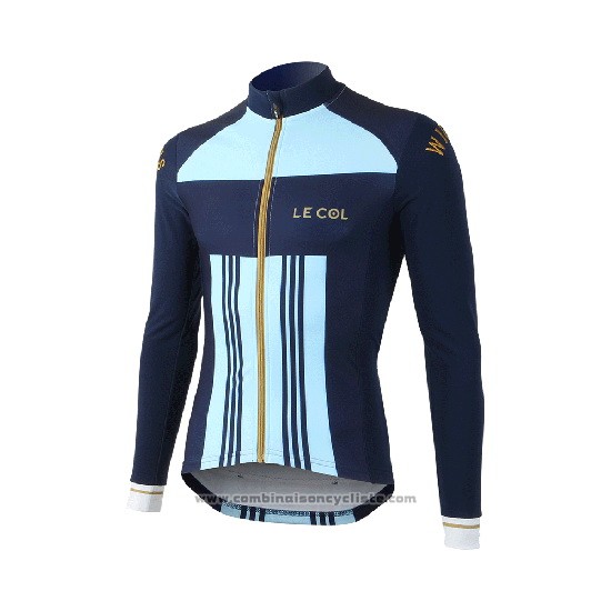 2019 Maillot Cyclisme Lecol Azur Bleu Manches Longues et Cuissard