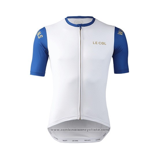 2019 Maillot Cyclisme Lecol Blanc Bleu Manches Courtes et Cuissard