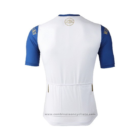 2019 Maillot Cyclisme Lecol Blanc Bleu Manches Courtes et Cuissard
