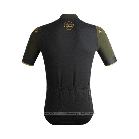 2019 Maillot Cyclisme Lecol Fonce Vert Manches Courtes et Cuissard