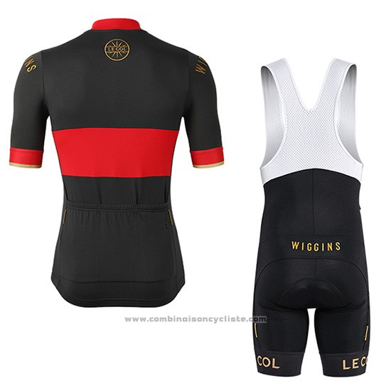 2019 Maillot Cyclisme Lecol Noir Rouge Manches Courtes et Cuissard
