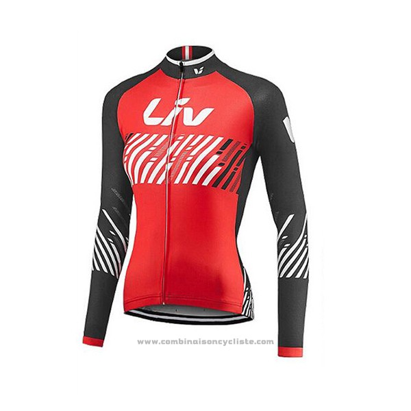 2017 Maillot Cyclisme Liv Rouge Manches Longues et Cuissard