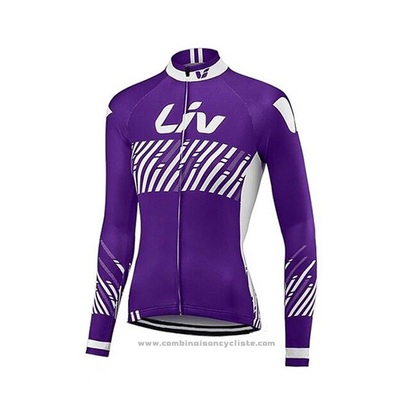 2017 Maillot Cyclisme Liv Violet Manches Longues et Cuissard