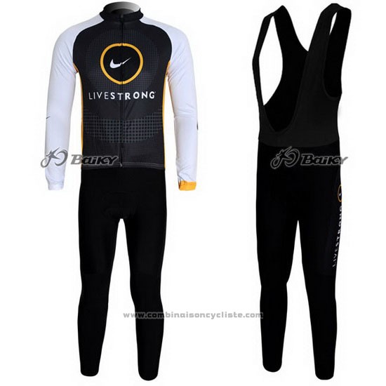 2010 Maillot Cyclisme Livestrong Noir Manches Longues et Cuissard