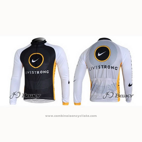 2010 Maillot Cyclisme Livestrong Noir Manches Longues et Cuissard