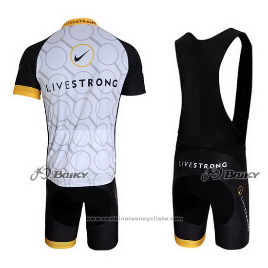 2011 Maillot Cyclisme Livestrong Noir et Jaune Manches Courtes et Cuissard