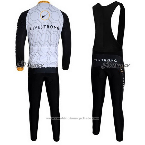 2011 Maillot Cyclisme Livestrong Noir et Jaune Manches Longues et Cuissard