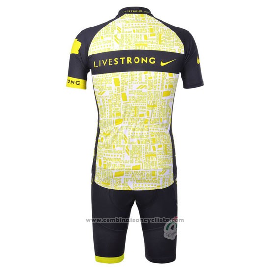 2012 Maillot Cyclisme Livestrong Noir et Jaune Manches Courtes et Cuissard
