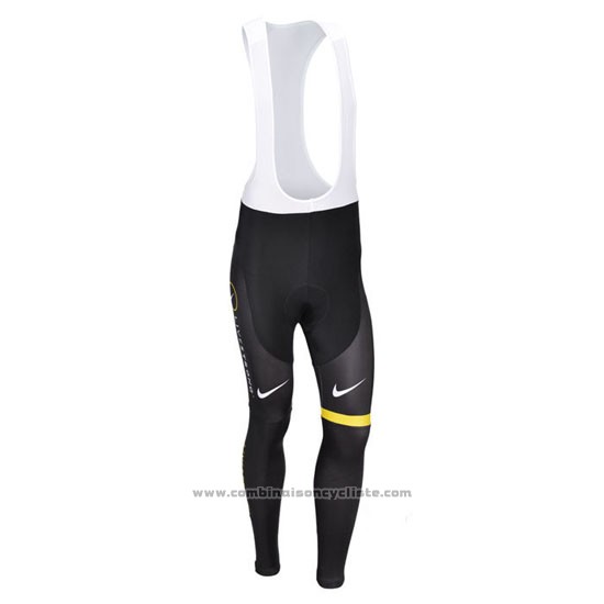 2013 Maillot Cyclisme Livestrong Noir et Jaune Manches Longues et Cuissard