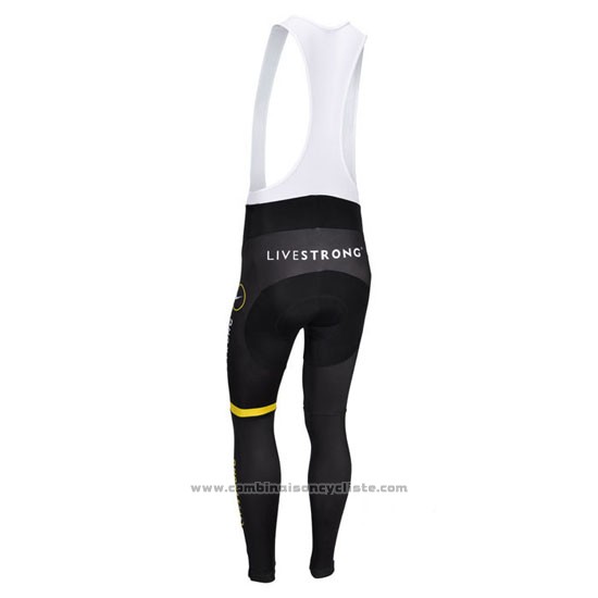 2013 Maillot Cyclisme Livestrong Noir et Jaune Manches Longues et Cuissard