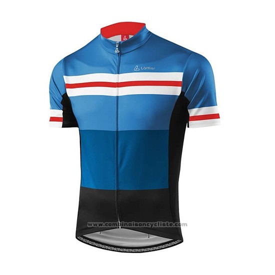2018 Maillot Cyclisme Loffler Noir Bleu Manches Courtes et Cuissard
