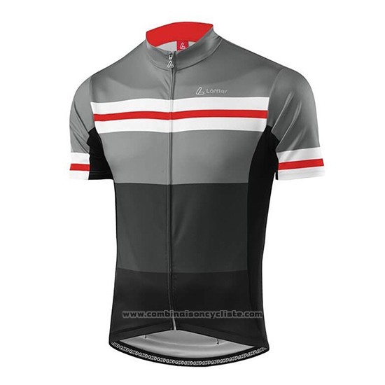 2018 Maillot Cyclisme Loffler Noir Gris Manches Courtes et Cuissard