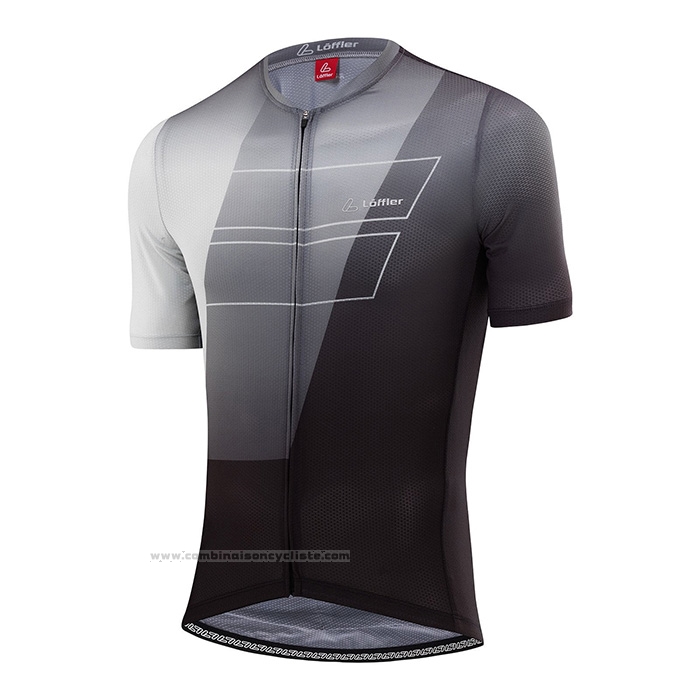 2022 Maillot Cyclisme Loffler Noir Blanc Gris Manches Courtes et Cuissard