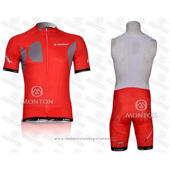2011 Maillot Cyclisme Look Rouge Manches Courtes et Cuissard