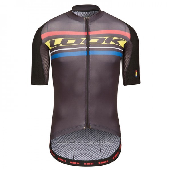 2017 Maillot Cyclisme Look Aero Carrera Noir et Jaune Manches Courtes et Cuissard