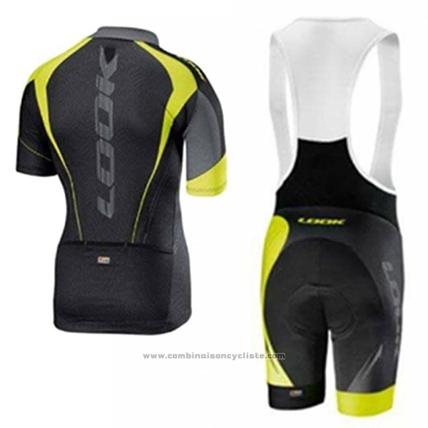 2017 Maillot Cyclisme Look Noir et Vert Manches Courtes et Cuissard