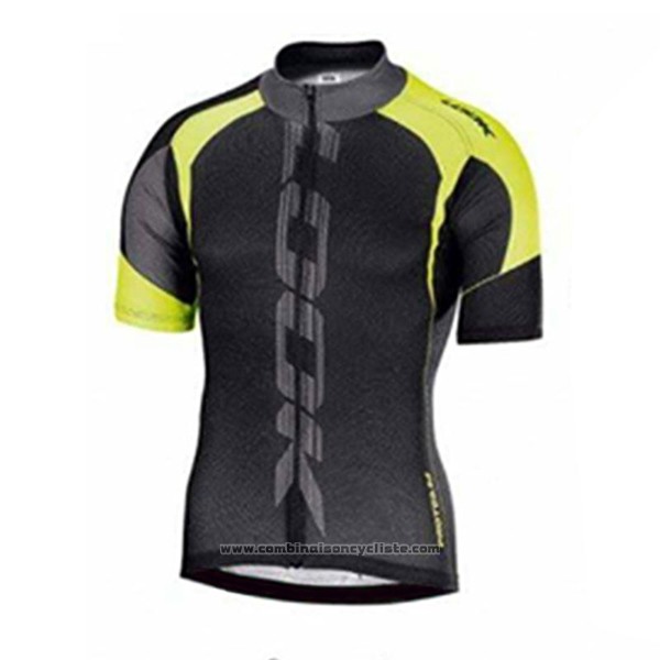 2017 Maillot Cyclisme Look Noir et Vert Manches Courtes et Cuissard