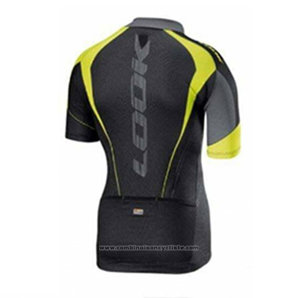 2017 Maillot Cyclisme Look Noir et Vert Manches Courtes et Cuissard