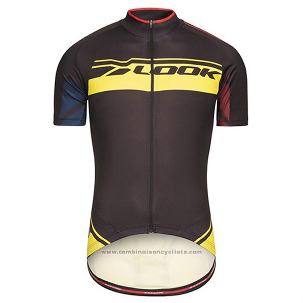 2017 Maillot Cyclisme Look Pro Equipo Noir et Jaune Manches Courtes et Cuissard
