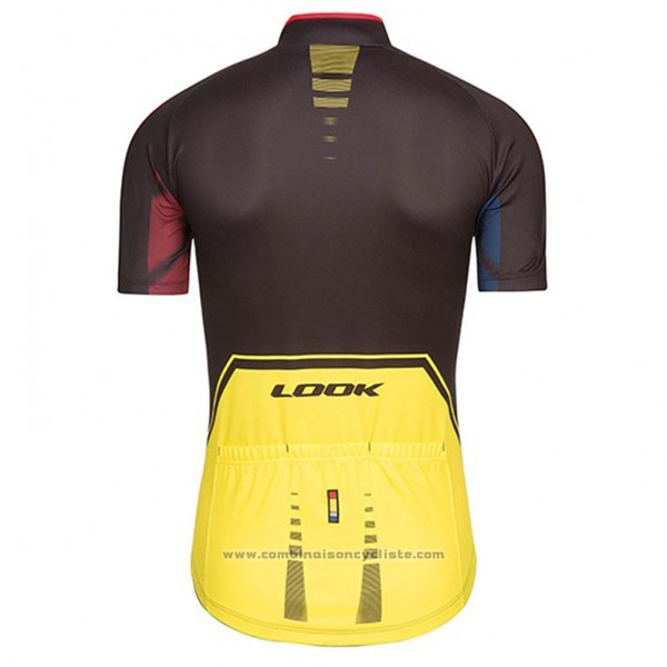 2017 Maillot Cyclisme Look Pro Equipo Noir et Jaune Manches Courtes et Cuissard