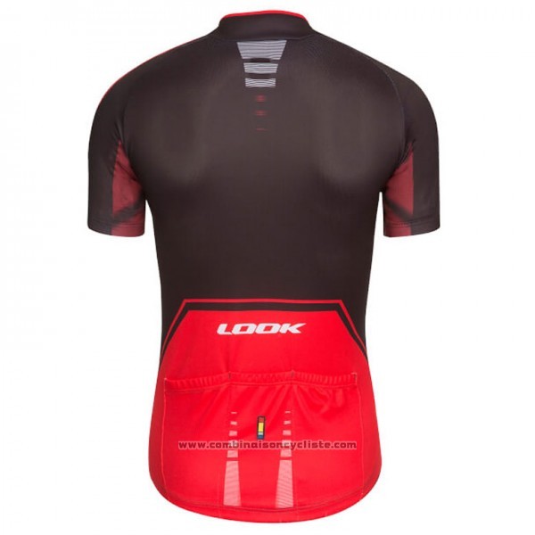 2017 Maillot Cyclisme Look Pro Equipo Noir et Rouge Manches Courtes et Cuissard
