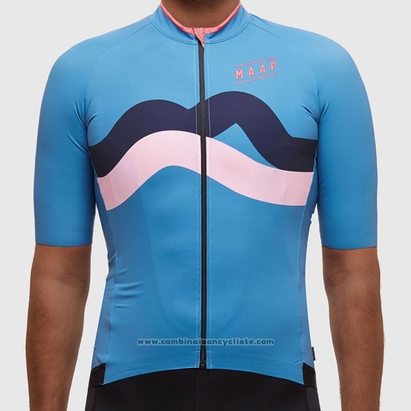 2017 Maillot Cyclisme Maap Fat Stripe Bleu Manches Courtes et Cuissard