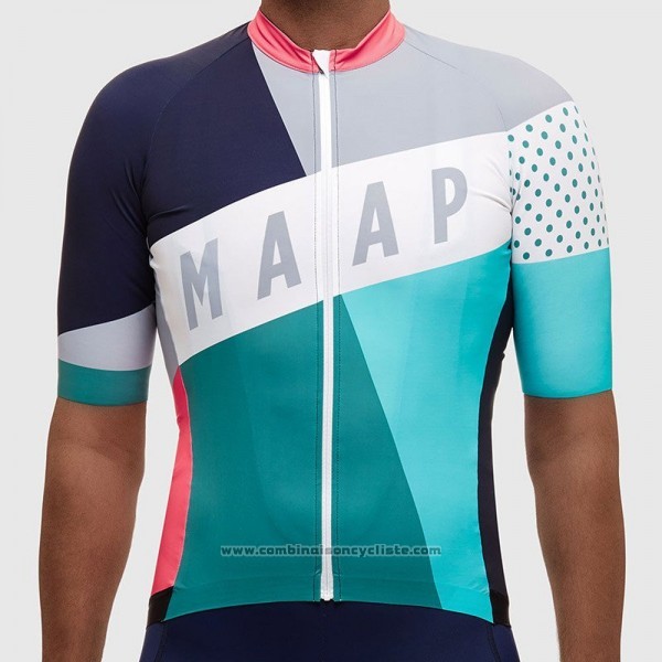2017 Maillot Cyclisme Maap Gris et Azur Manches Courtes et Cuissard