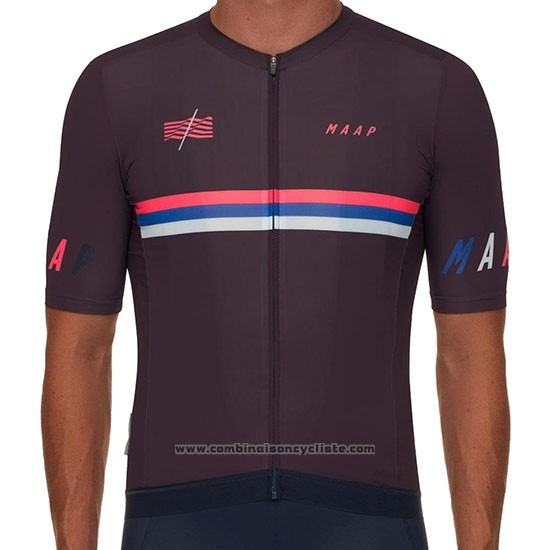 2019 Maillot Cyclisme Maap Nationals Mulberry Marron Manches Courtes et Cuissard
