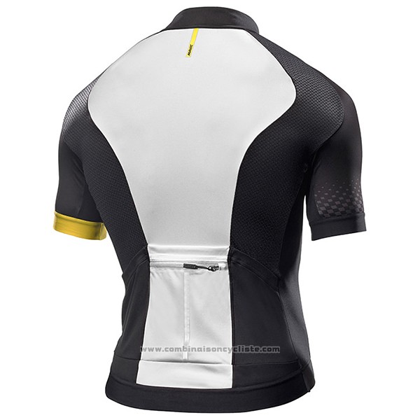 2017 Maillot Cyclisme Mavic Blanc et Noir Manches Courtes et Cuissard