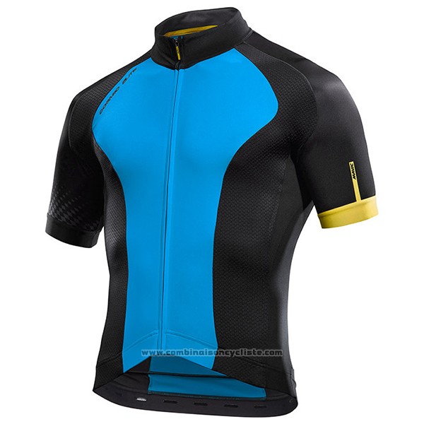 2017 Maillot Cyclisme Mavic Bleu et Noir Manches Courtes et Cuissard