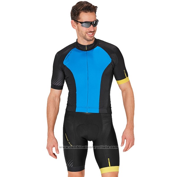 2017 Maillot Cyclisme Mavic Bleu et Noir Manches Courtes et Cuissard