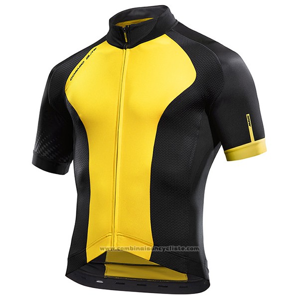 2017 Maillot Cyclisme Mavic Jaune et Noir Manches Courtes et Cuissard