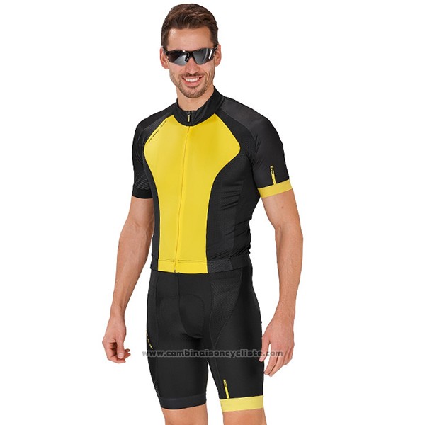 2017 Maillot Cyclisme Mavic Jaune et Noir Manches Courtes et Cuissard
