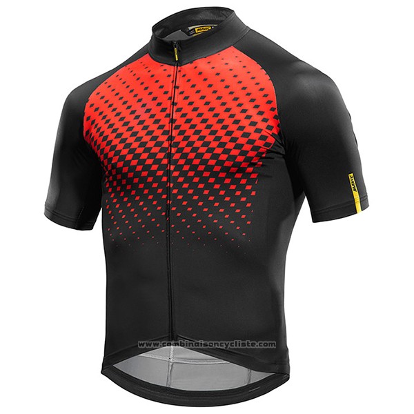 2017 Maillot Cyclisme Mavic Rouge et Noir Manches Courtes et Cuissard