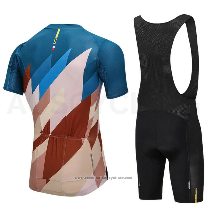 2018 Maillot Cyclisme Mavic Bleu et Marron Manches Courtes et Cuissard