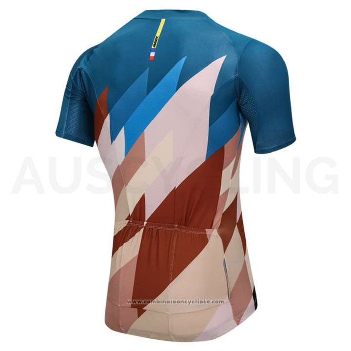 2018 Maillot Cyclisme Mavic Bleu et Marron Manches Courtes et Cuissard