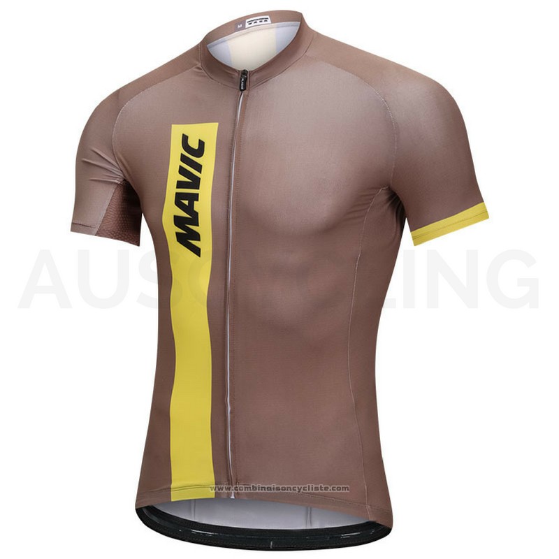2018 Maillot Cyclisme Mavic Marron Manches Courtes et Cuissard