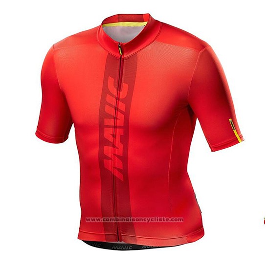 2018 Maillot Cyclisme Mavic Rouge Manches Courtes et Cuissard