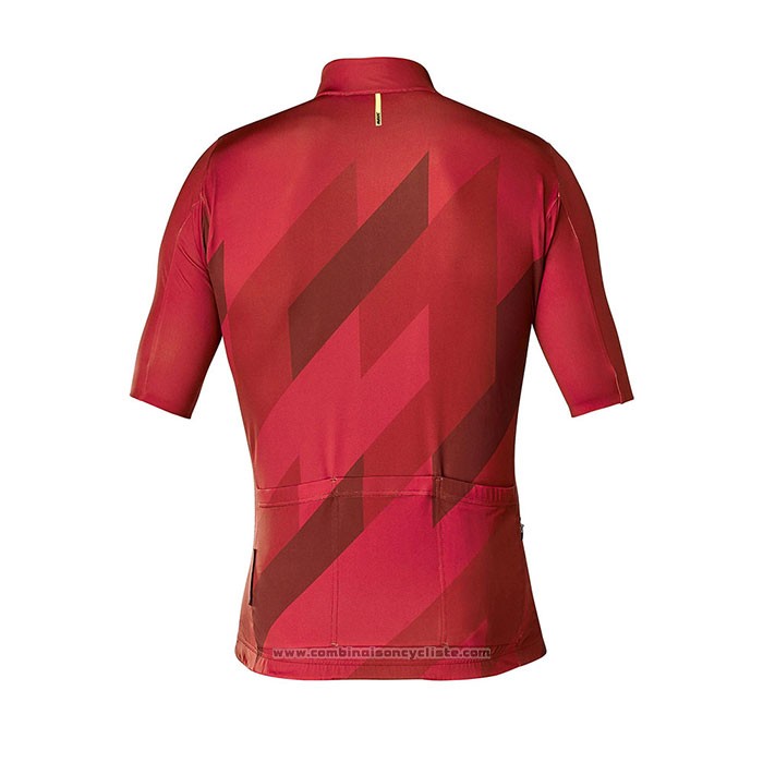 2020 Maillot Cyclisme Mavic Noir Rouge Manches Courtes et Cuissard