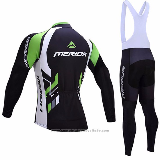 2017 Maillot Cyclisme Merida Noir et Blanc Manches Longues et Cuissard
